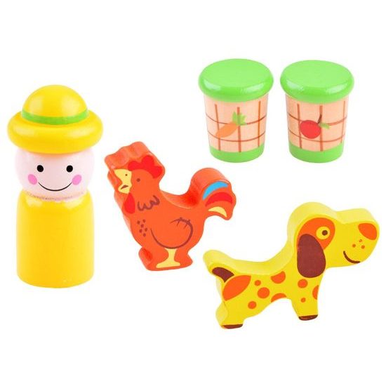 Dřevěný vláček s traktorem a šňůrkou Wooden Tractor