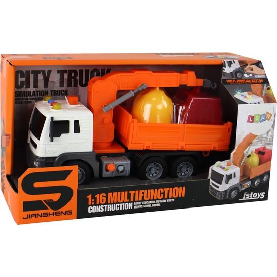 Popelářské auto s jeřábovým ramenem - oranžové