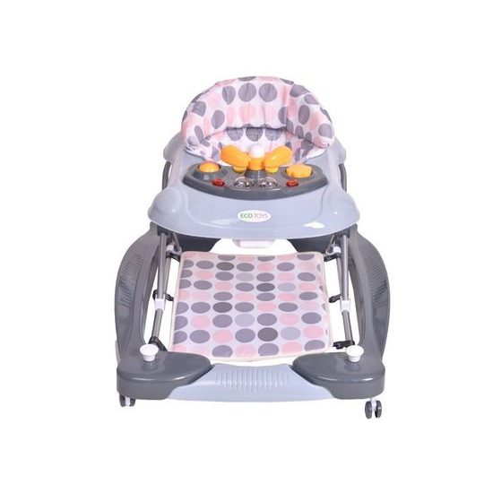 Ecotoys dětské chodítko s houpačkou 2v1 šedé