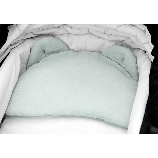 Mušelínová poduška do kočárku šedá