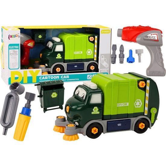 Popelářský vůz k sestavení DIY-tmavě zelená