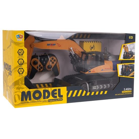 Velký bagr na dálkové ovládání s pohyblivou lžící, světly, zvuky a kouřovým efektem