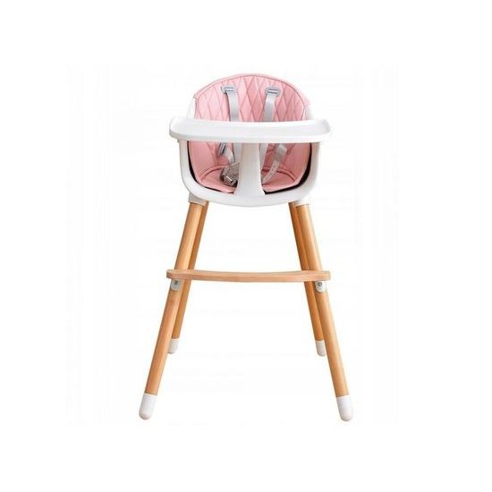 Ecotoys dřevěná jídelní židlička 2v1 růžová