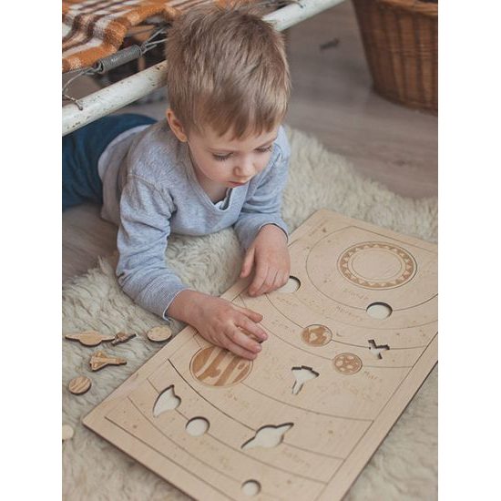 Slnečná sústava - edukatívne drevené puzzle - ČESKÁ VERZIA