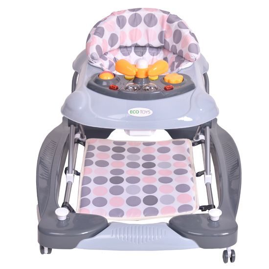 Ecotoys dětské chodítko s houpačkou 2v1 šedé