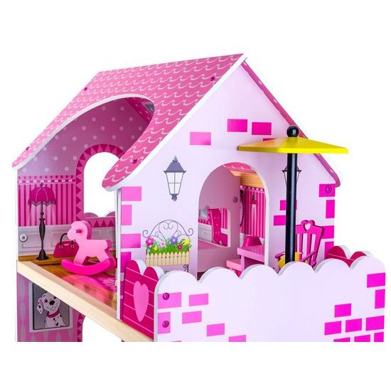 Dřevěný 2 patrový domeček pro panenky s bazénem rezidence Jenny