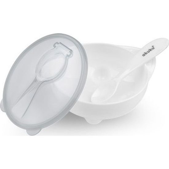 Miska a lžička Akuku bílá