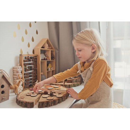 Pexeso listy a plody 3 - dřevěná paměťová sada v pytlíku (14 párů)