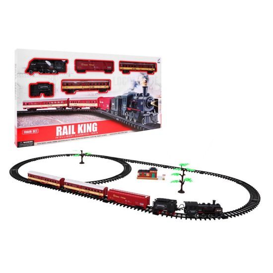 Dětská vláčkodráha na baterie s kouřovými a světelnými efekty Rail King