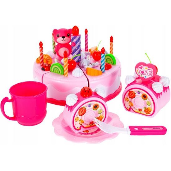 Ecotoys narozeninová sada Dort růžová 80 součástí