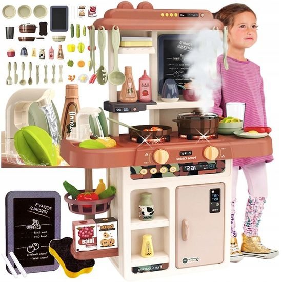 Dětská mini kuchyňka se zvuky a párou Little Chef- hnědá