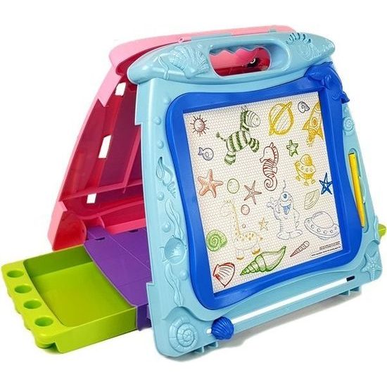 Oboustranná magnetická tabule s doplňky -modro/růžová