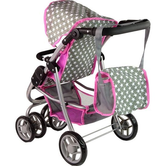 Kočárek pro panenky 2v1 Gondola Bag Pink Stars
