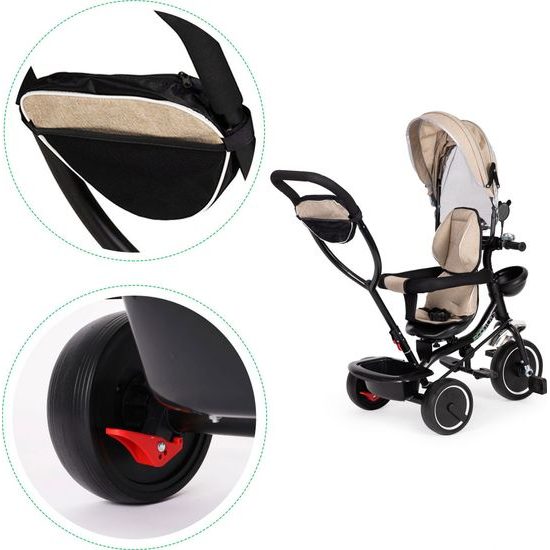 Ecotoys dětská tříkolka s otočným sedadlem Trike 2v1 béžová