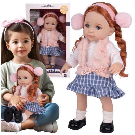 Dětská panenka s culíky Cute Doll 36 cm