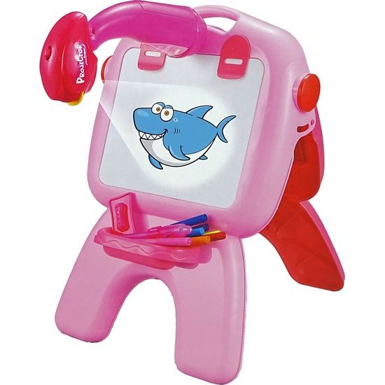 Oboustranná kreslící tabule + fixy, křídy, projektor - růžová