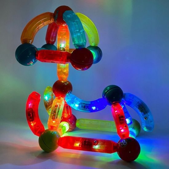 Magnetická svítící stavebnice Light Sticks 128 dílků