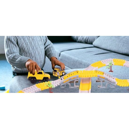 Autodráha s autíčkem na baterie a stavebními stroji 255 dílků City Truck