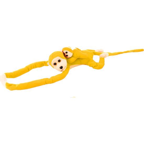 Plyšová opice s miminkem žlutá 70 cm