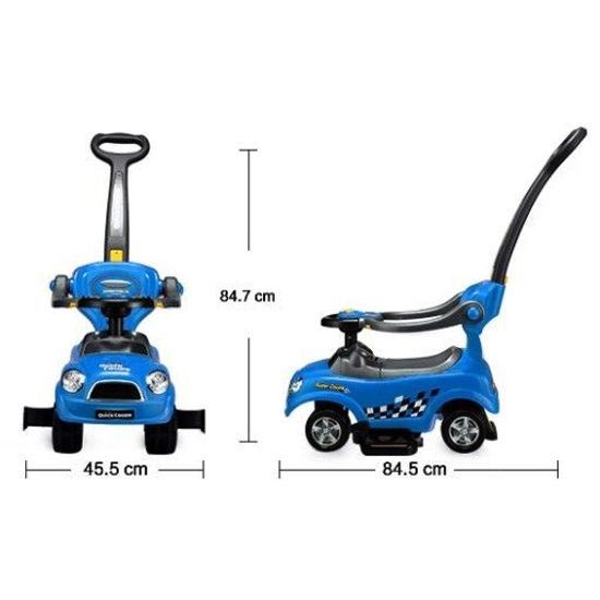 Odrážedlo Super Coupe s vodící tyčí 3v1 modre