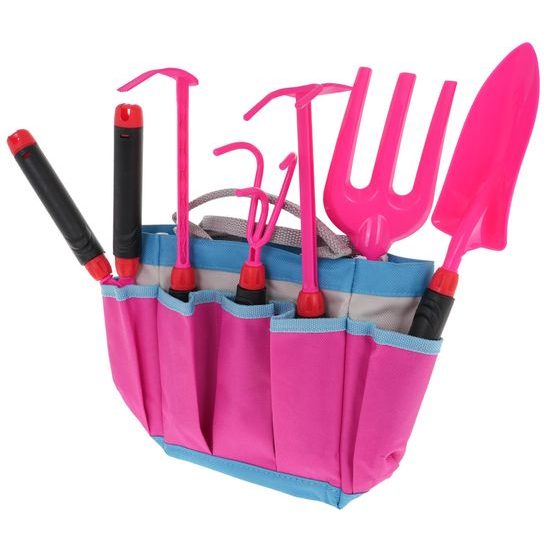 Sestava pro děti Malý zahradník s taškou a rukavicemi - růžová