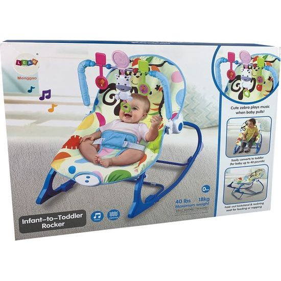 Dětské vibrační houpátko Seat 2v1 Zebra Blue