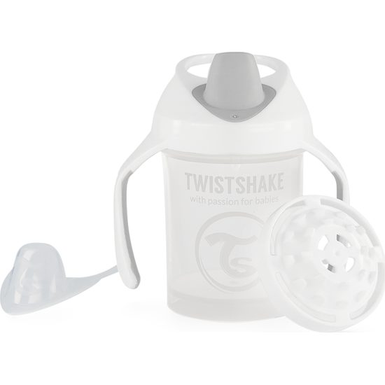 Nekapající hrneček Twistshake se sítkem, 4m+, 230ml, bílý