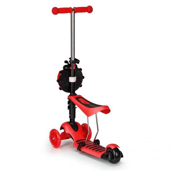 Ecotoys dětská koloběžka Bedrunka červená se sedátkem a svítícími koly