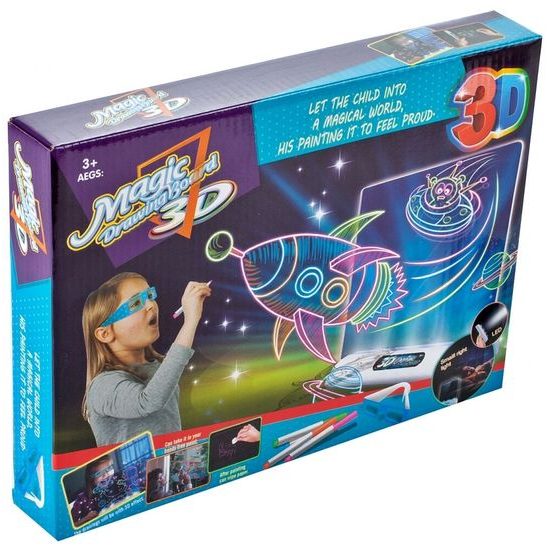 Kreslící LED tabulka s 3D brýlemi Magic Board
