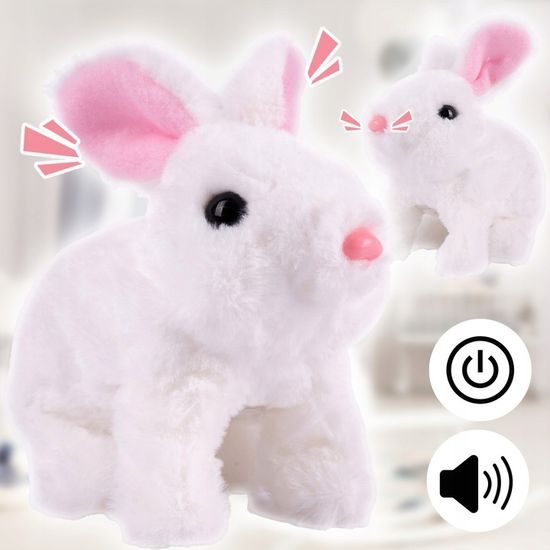 Interaktivní plyšový králíček v přepravce Plush Pet - bílý