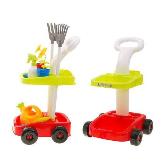 Majlo Toys dětský zahradní vozík s příslušenstvím Little Gardener červený