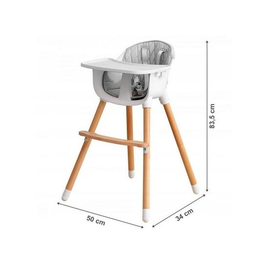 Ecotoys dřevěná jídelní židlička 2v1 šedá