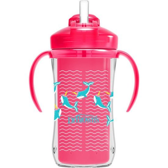 Dr Brown's Termohrnek se slámkou 300ml, 12m+, růžový