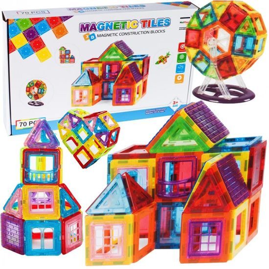 Magnetická stavebnice Magnetic Tiles 70 dílů