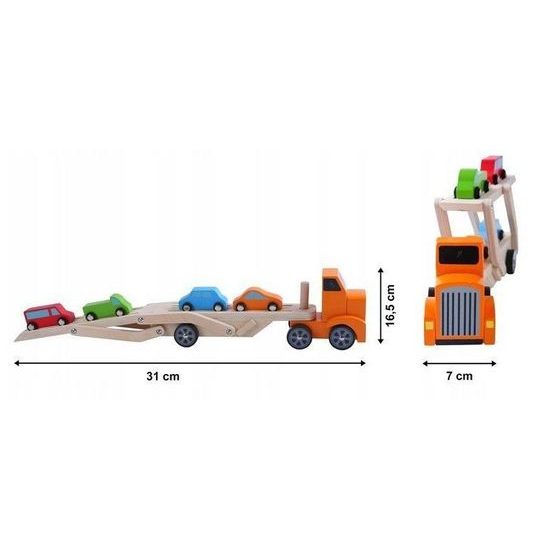 Ecotoys dřevěné autíčko Odtahovka + 4 autíčka