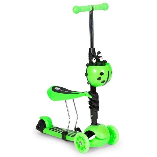 Ecotoys dětská koloběžka se svítícími koly Bedrunka zelená 5v1