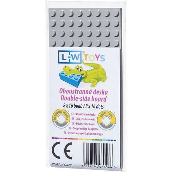 LW Toys Oboustranná deska 8 x 16 (bodů) - světle šedá