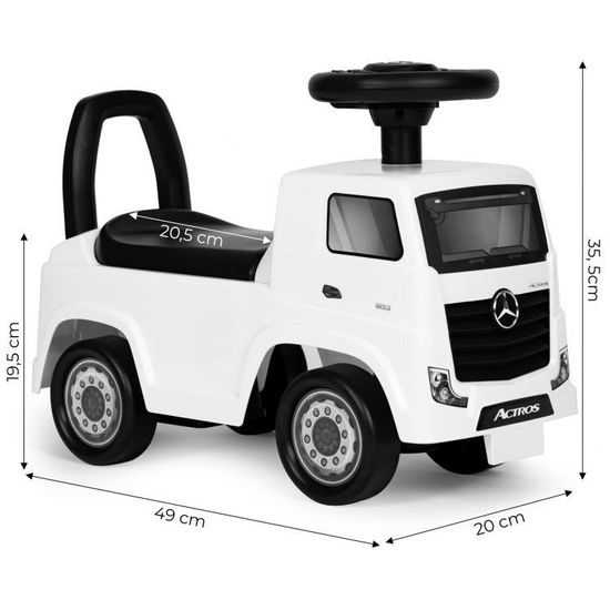Dětské mini odrážedlo se zvuky Mercedes Actros - bílé