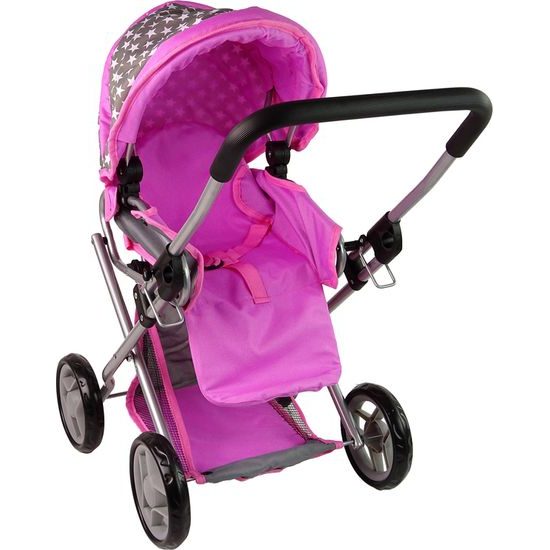 Kočárek pro panenky Alice 9346D kombinovaný šedo-růžový