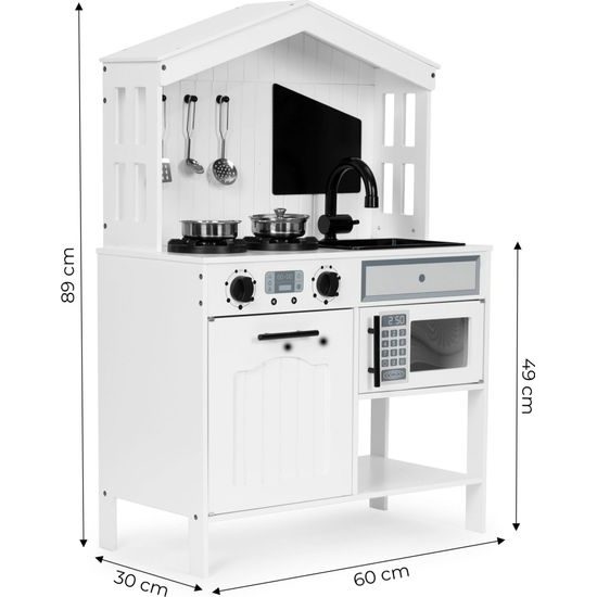Ecotoys dětská dřevěná kuchyňka s příslušenstvím Domeček - bílá