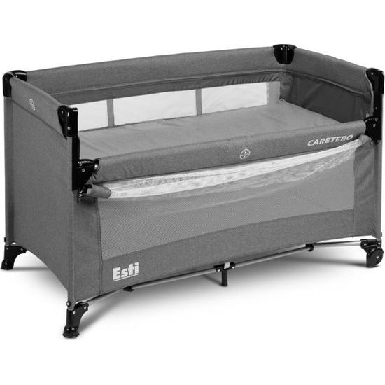 Dětská cestovní postýlka CARETERO ESTI se stahovací bočnicí graphíte