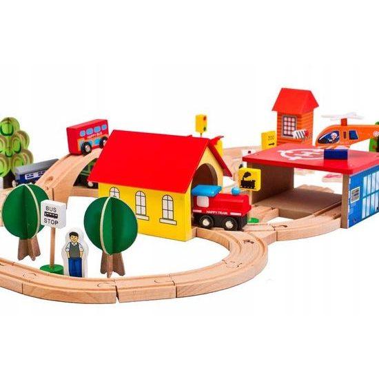 Doris dřevěná vláčkodráha 69 dílků