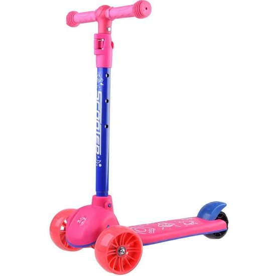 Dětská koloběžka Scooter 708 se svítícími koly - růžová