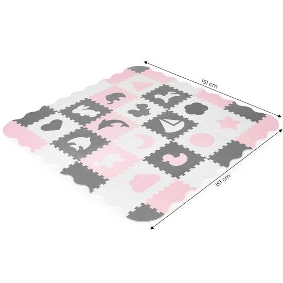 Ecotoys pěnová puzzle hrací deka Pink Puzzle 151 x 151 cm