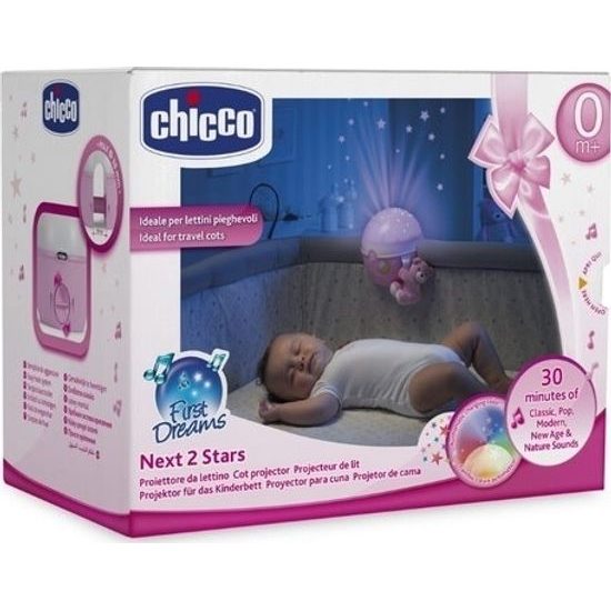 Chicco projektor s melodií Next 2 Stars Medvídek růžový