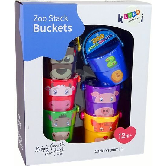 Sada barevných kbelíků se zvířaty do vody
