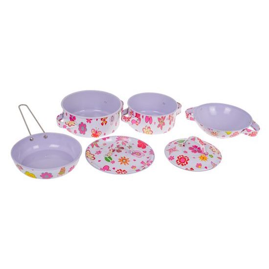 Sada dětského kovového nádobí s kuchyňskou rukavicí Flower Kitchenware