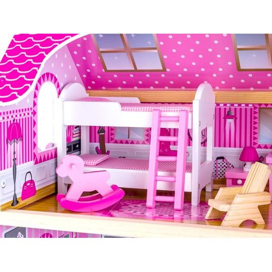 Dřevěný 2 patrový domeček pro panenky s bazénem rezidence Jenny
