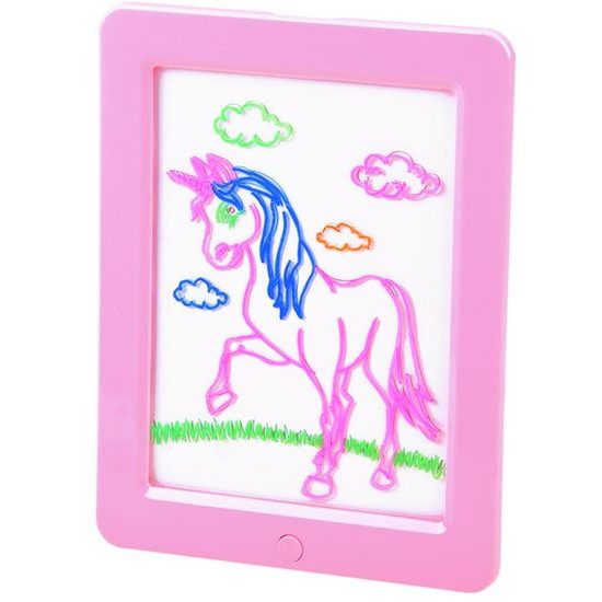 Kreslící LED tabulka s 3D brýlema Glow Drawing růžová