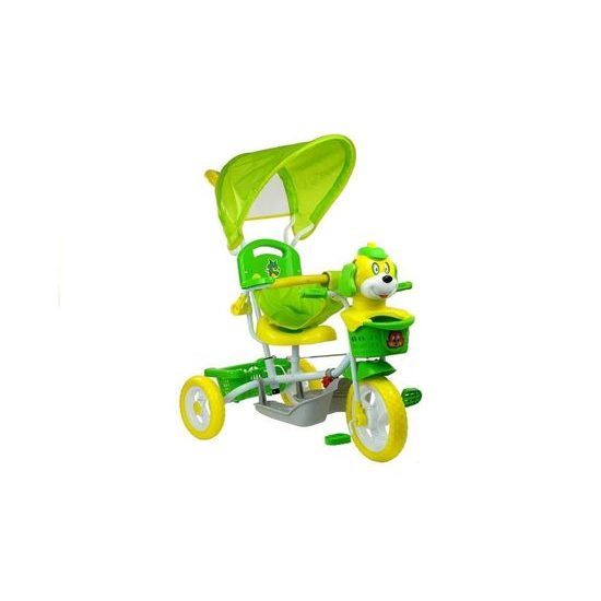 Dětská tříkolka s vodící tyčí Pejsek zelená